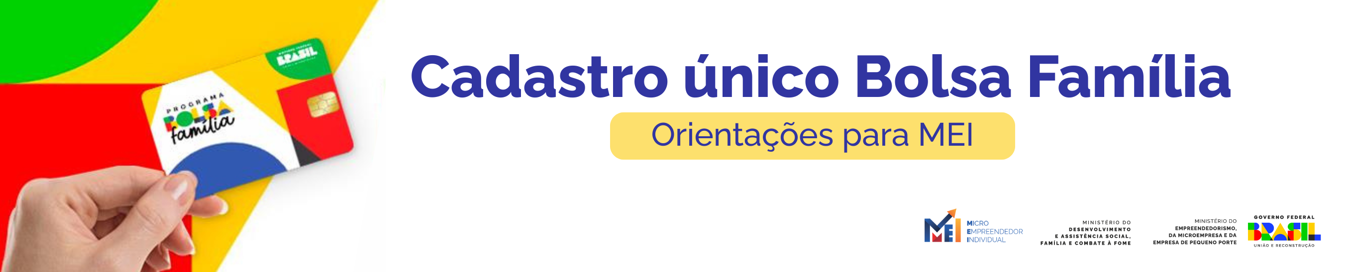 Banner do Evento Cadastro Único Bolsa Família - Orientações para MEI